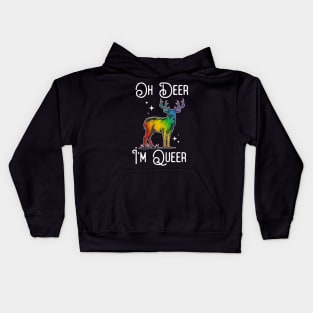 Oh Deer I'm Queer  Rainbow Gay Pride Kids Hoodie